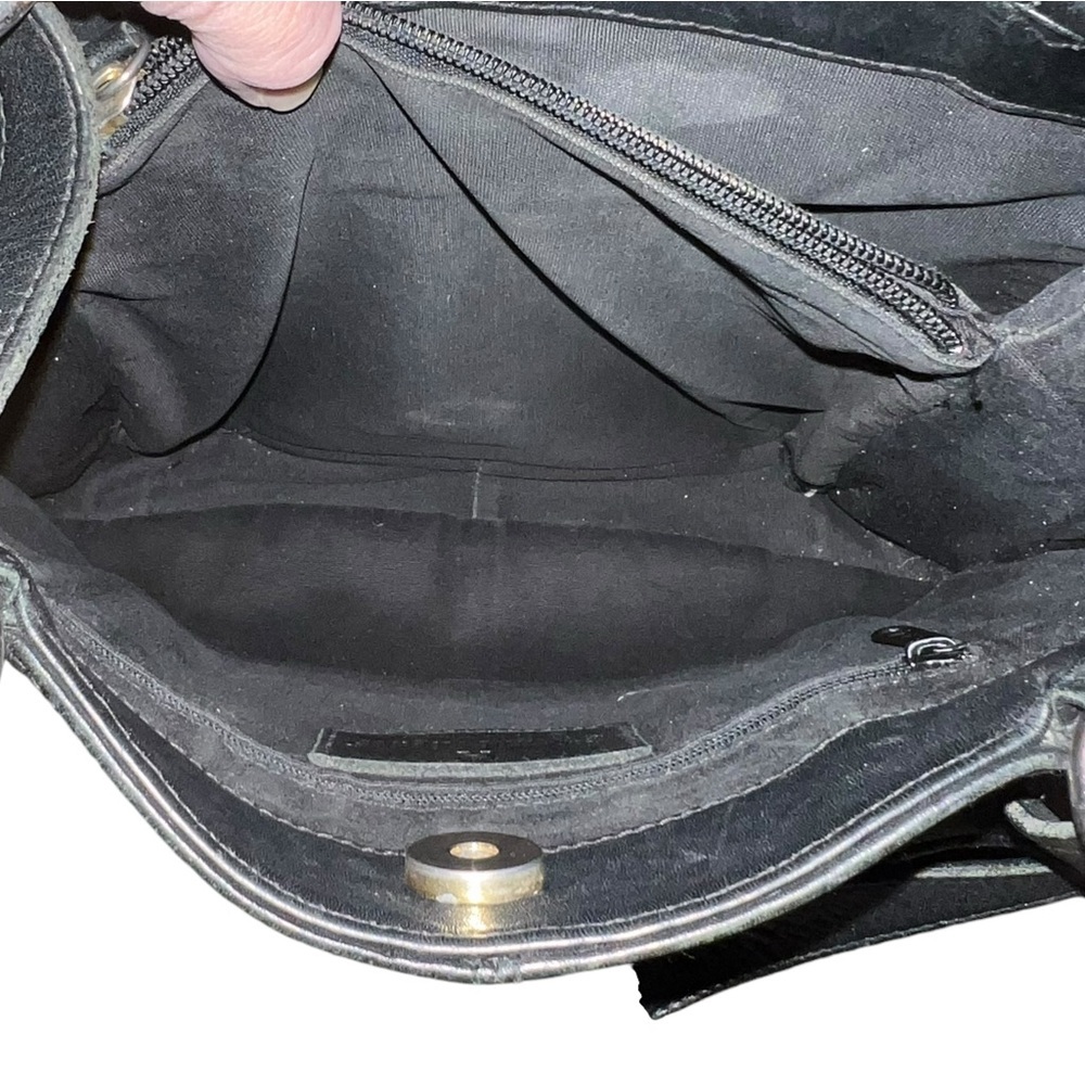Etienne Aigner Vintage Black Leather Pouch Shoulder Bag Flap Buckle Casual​ - Picture 6 of 10
